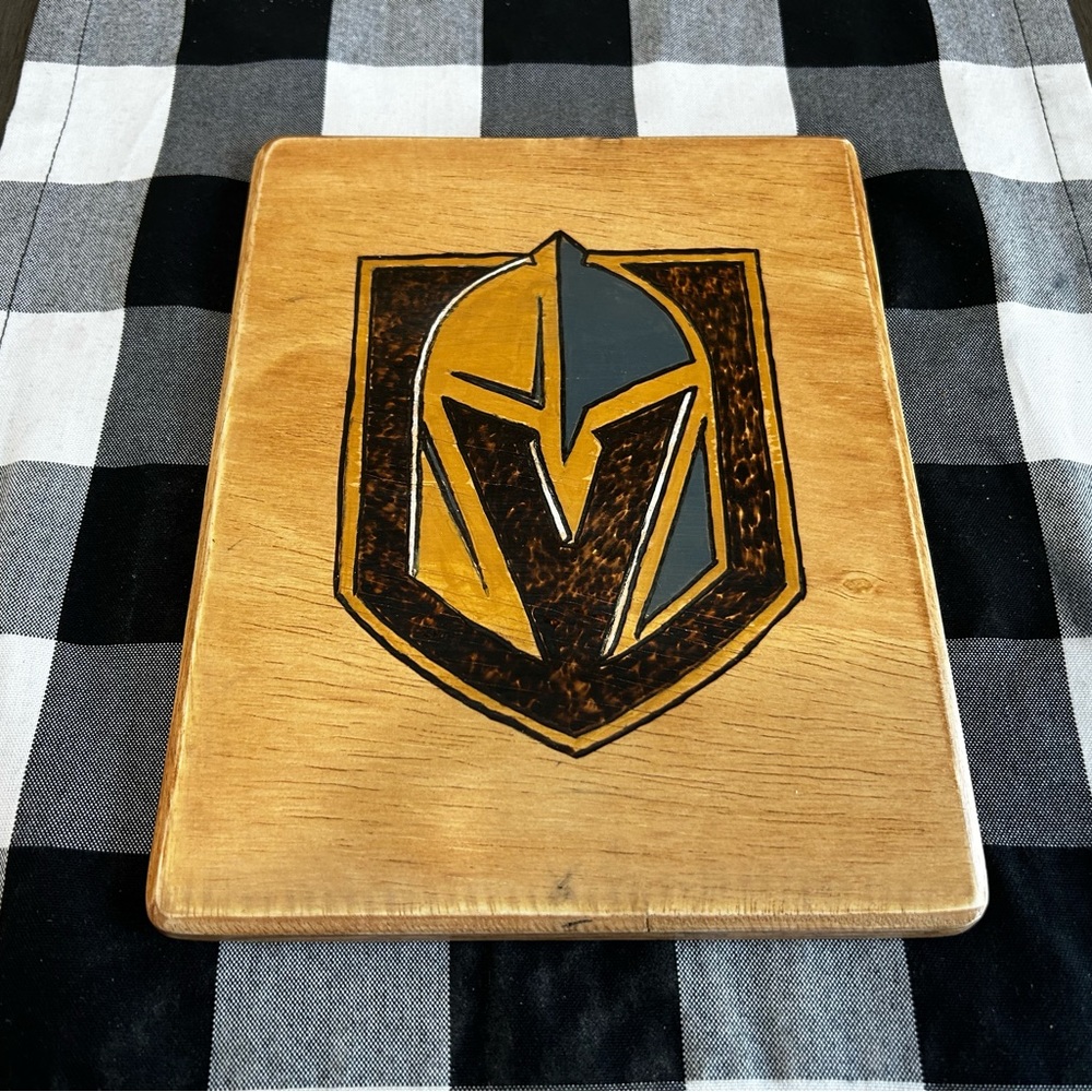 Golden Knights Handmade Wood-burn